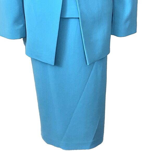 Champagne Italy 3-Piece Special Occasion Suit Blue Lace Fringe Rhinestone Jacket - Picture 5 of 7